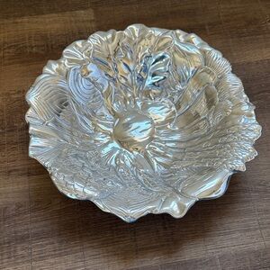 Fitz and Floyd Silver Bowl Vintage Heavy 14.5” Metal Serveware